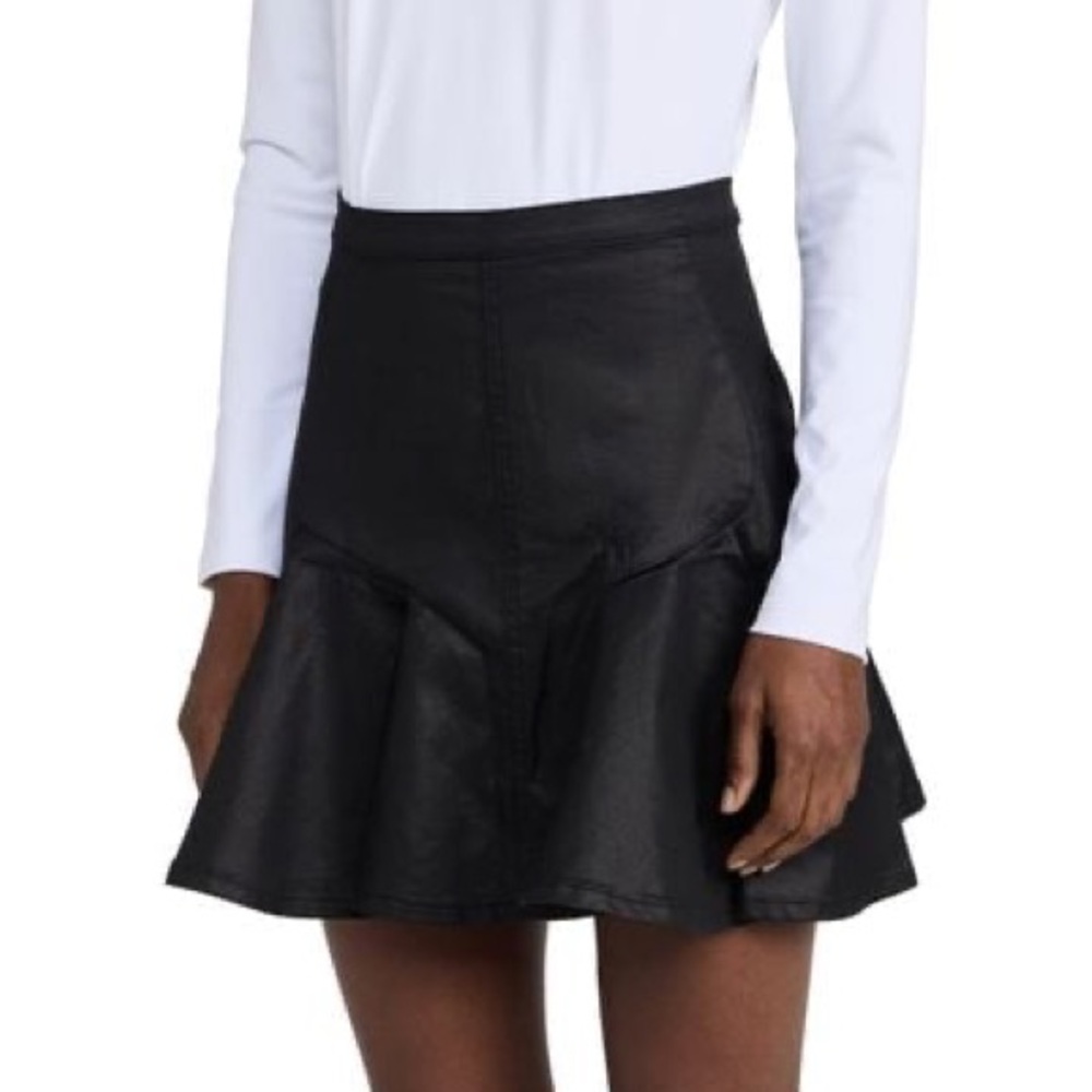 7 For All Mankind - Coated Denim Mini Skater Skirt - Size 30 - Like New